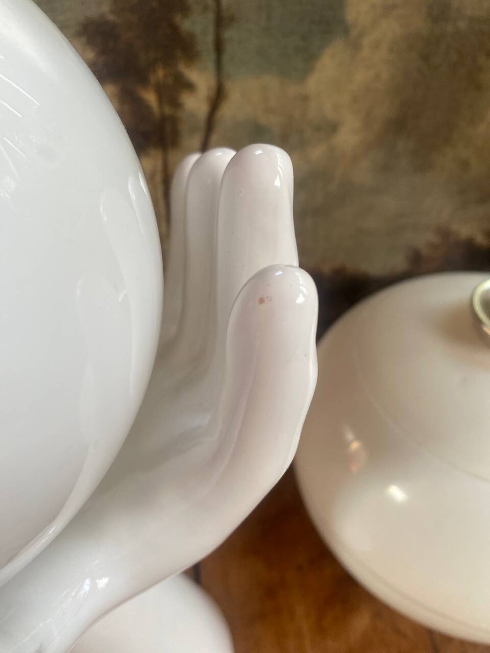 vintage ceramic and opaline hand lamp