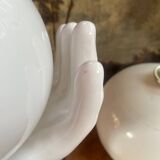 vintage ceramic and opaline hand lamp