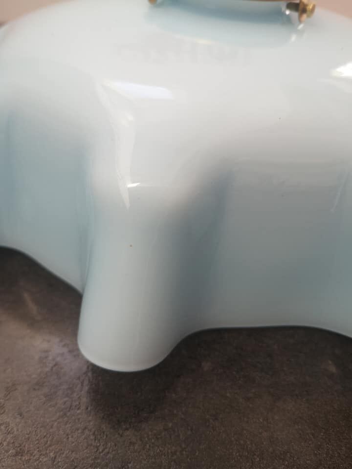 Old suspension lamp opaline blue hexagonal Art Deco 1930 TBE Ø 26.3 cm