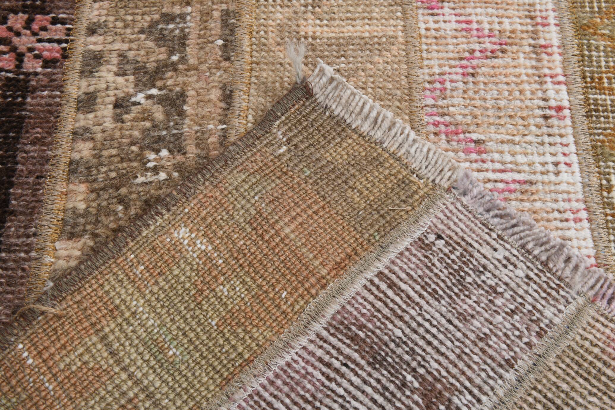 2x9 Brown Cream Persian Vintage Runner Rug, 65x265Cm