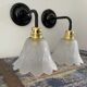 Pair of Art Deco wall lights in glass and ceramic