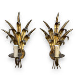 Pair of gilded metal wheat cob sonces