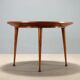 Vintage beech veneer table, checkerboard effect, Italian design from the 1950s.