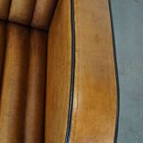 Art Deco design 2.5-seater sheep leather sofa