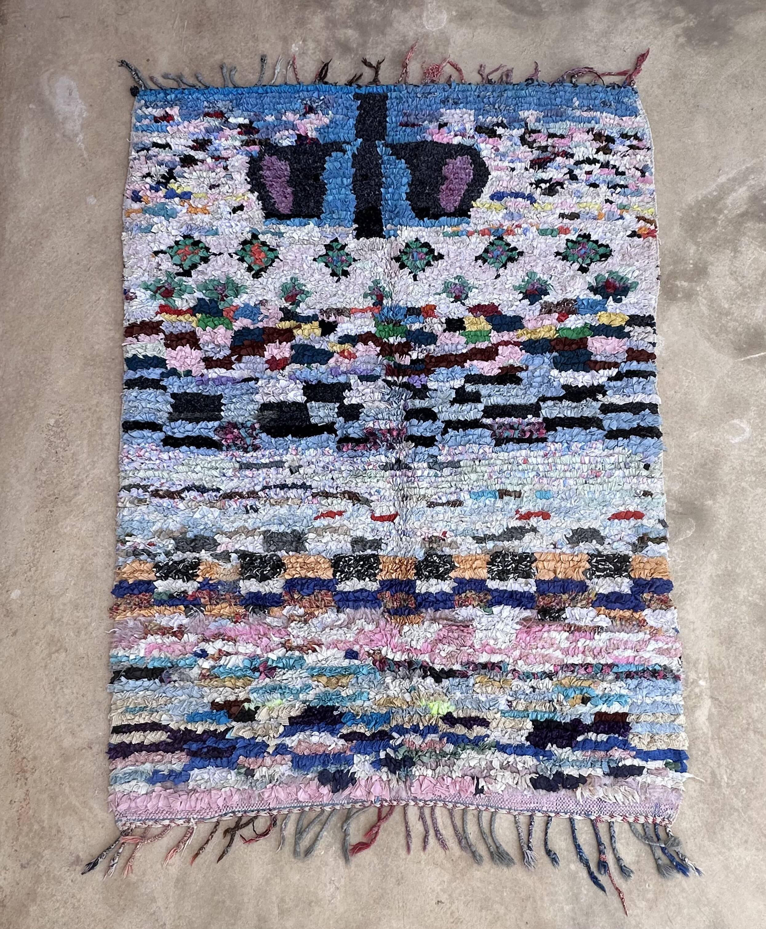 Moroccan boucherouite carpet - 128 x 185 cm