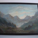 Hand painted painting, oil on fiberboard, signed, Czechoslovakia, 1960's.