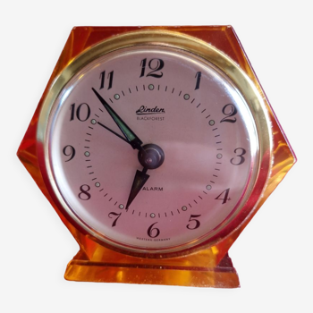 Linden art deco alarm clock translucent amber