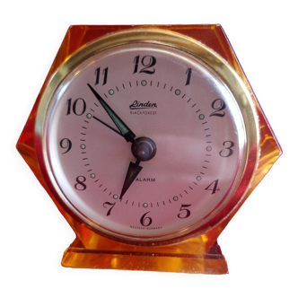 Linden art deco alarm clock translucent amber