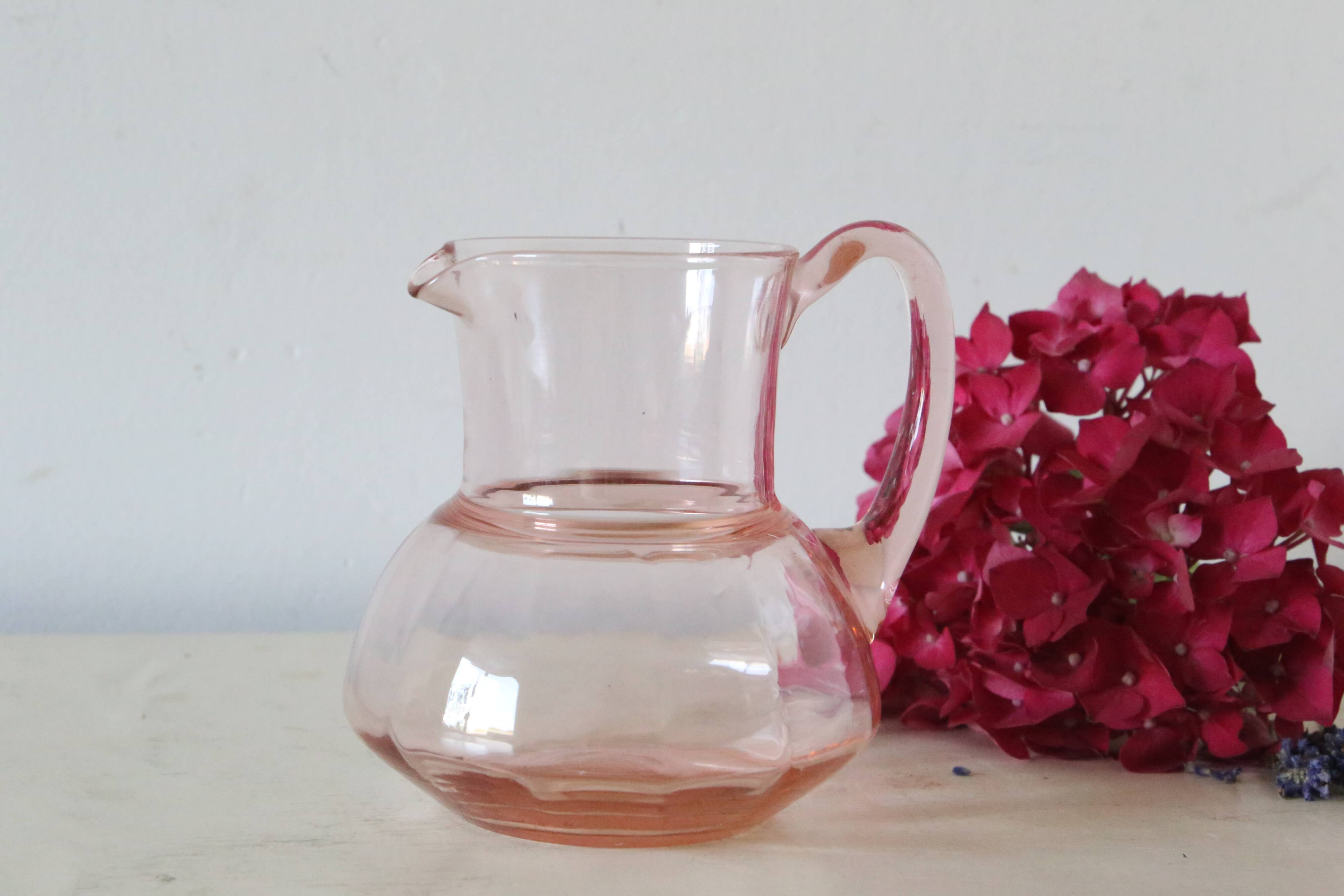 Antique pink glass pitcher