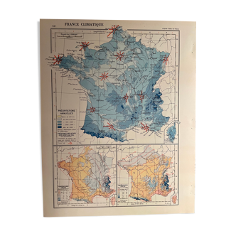 Old climate France map from 1945