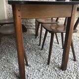 Vintage bistro table half-centuries wood and formica chiné