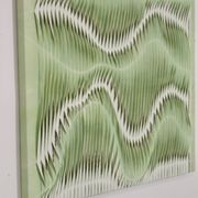 Textured wave effect painting by pleating in light green color. Contemporary. Ref Riviera