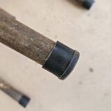 Old workshop stool in teak + wrought iron