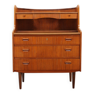 Meuble de salle de bain/bureau danois en teck restauré, avec miroir et bureau coulissant, années 1960