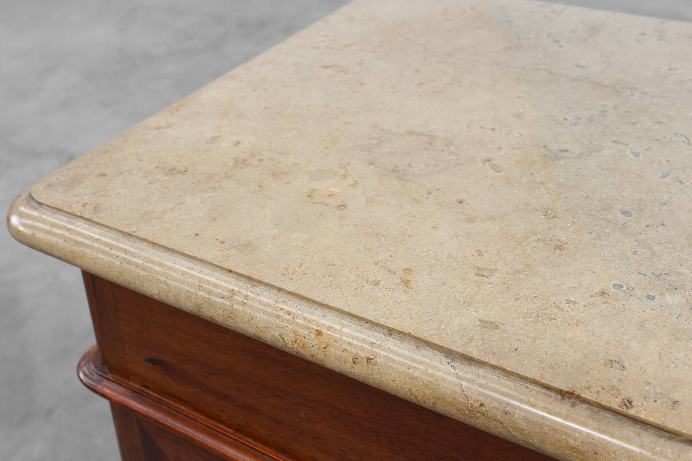 Pair Louis XV‑Style Nightstands with Marble Tops, France ca. 1900