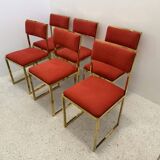 6 chaises métal doré années 70s