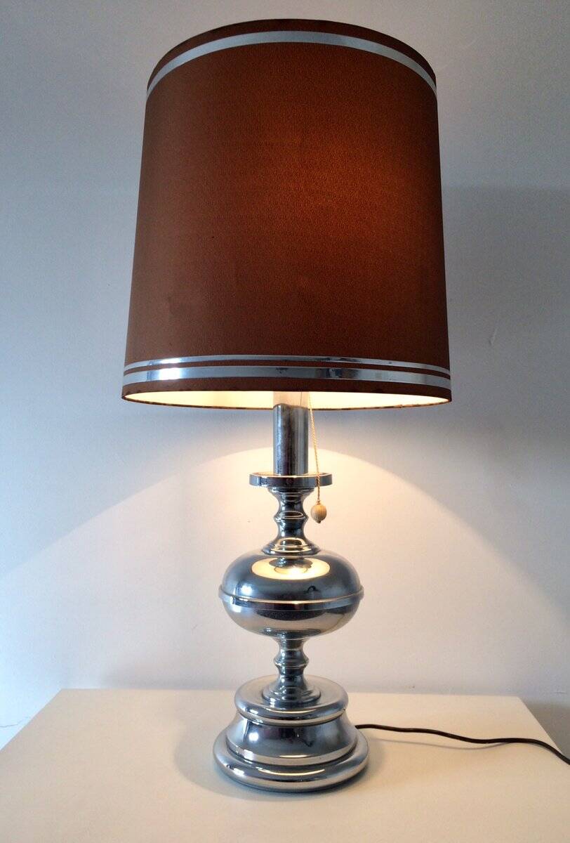 Large Mid-Century Italian Chrome Table Lamp, 1960s