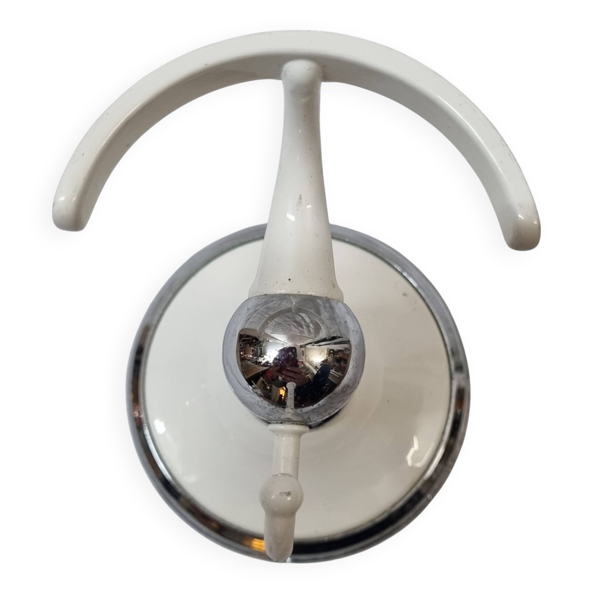 White metal and stainless steel coat hook, 1970/80