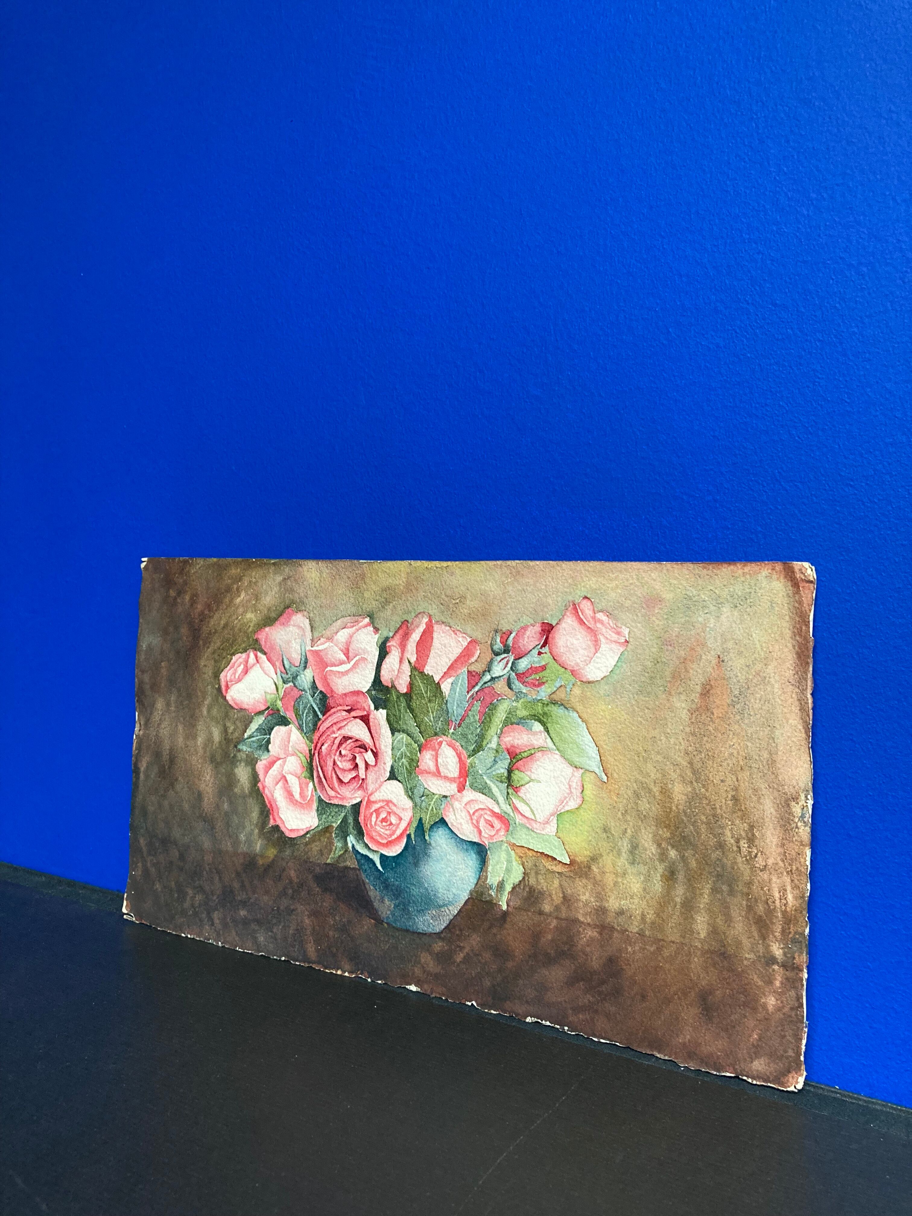 Aquarelle aux roses vintage