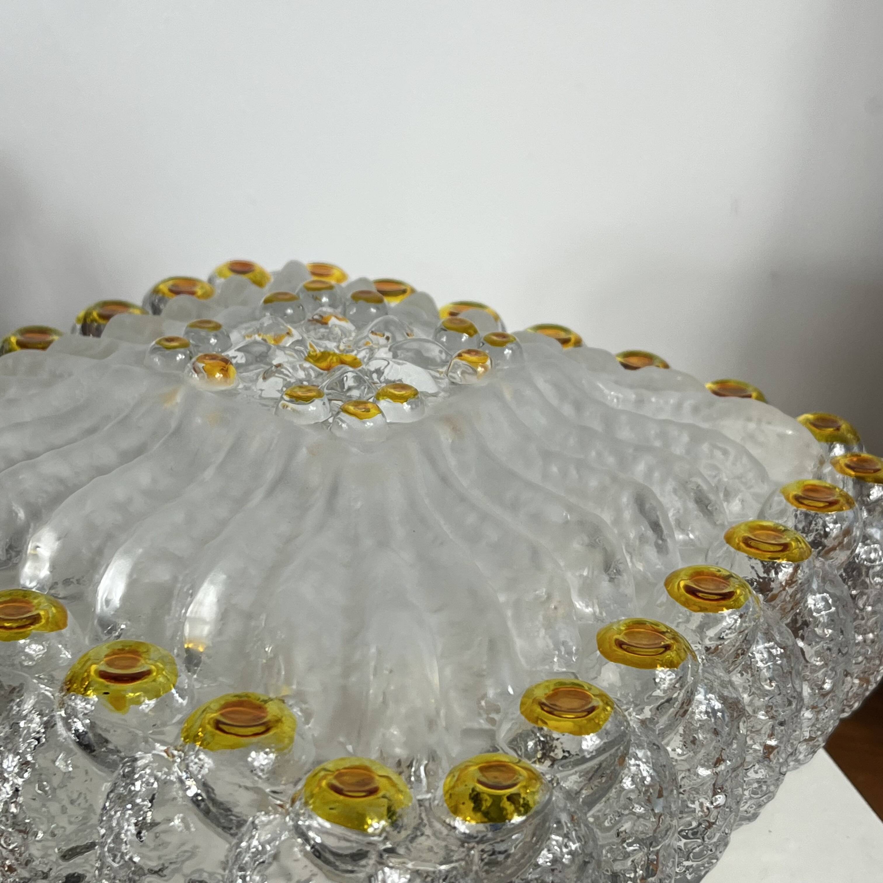 Square wall light or ceiling light in Murano or Limburg glass.