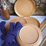 Set of 4 plates in sandstone Sarreguemines pink beige