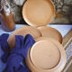 Lot de 4 assiettes en grès Sarreguemines beige rosé