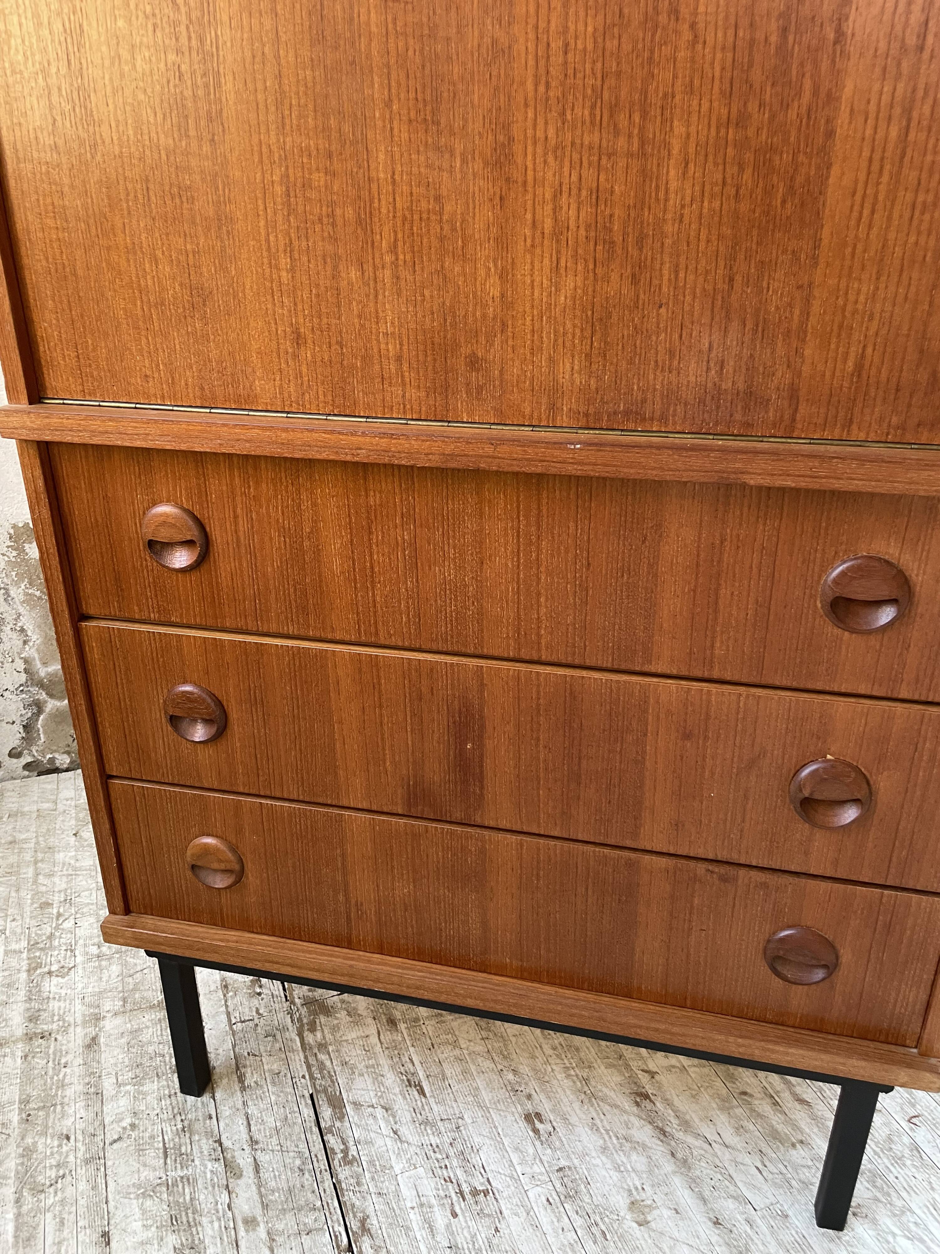 Modernist teak secretary desk, 1950s