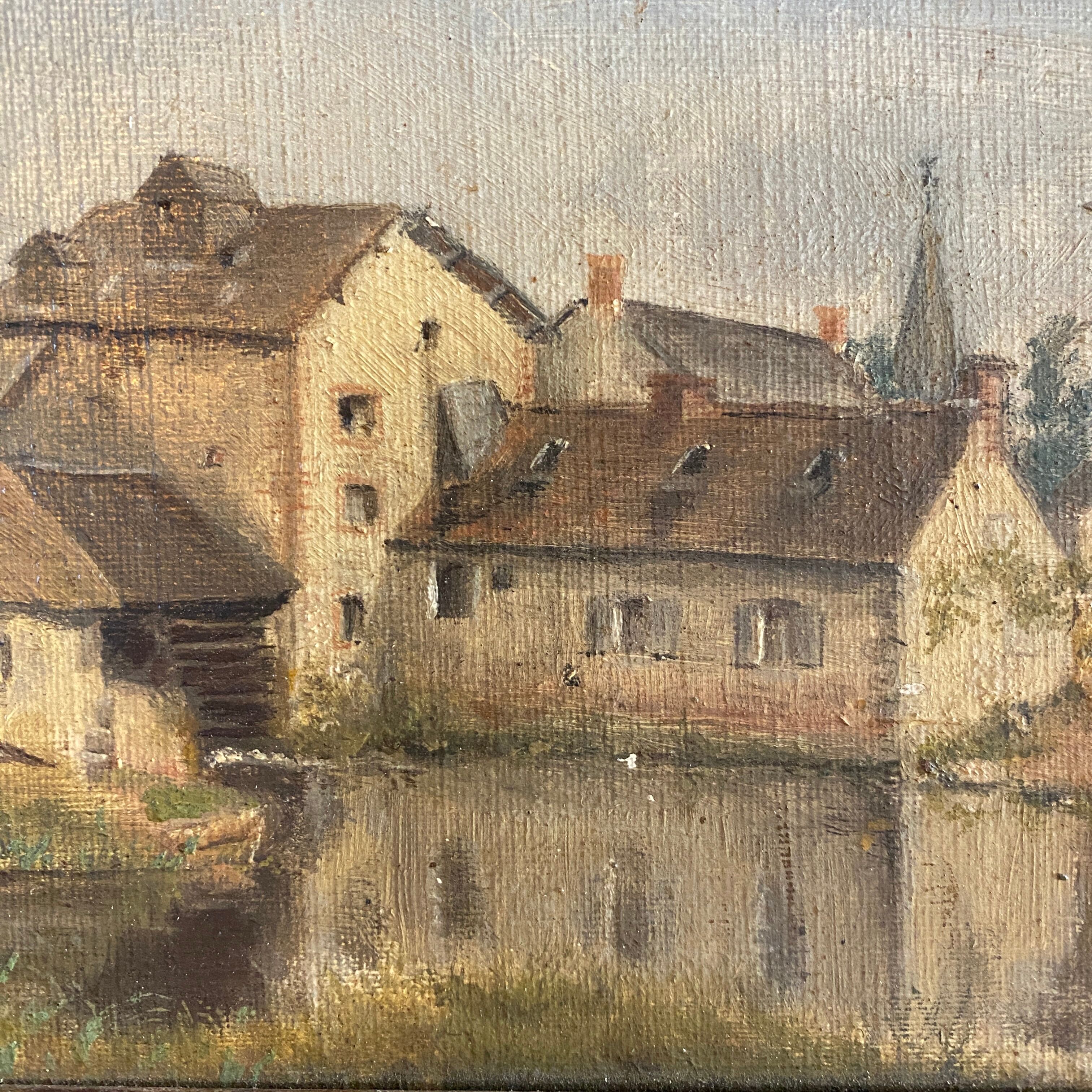 Oil on canvas representing a mill