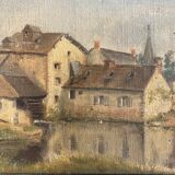 Oil on canvas representing a mill
