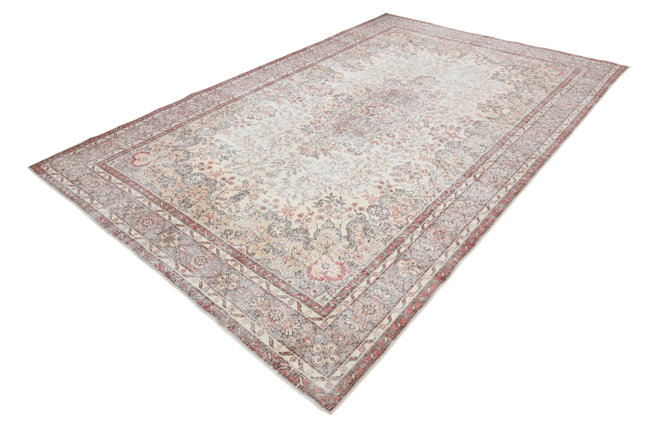 Tapis antique turc en laine rose fait à la main