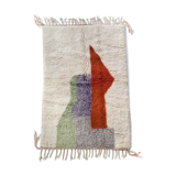 Moroccan Berber carpet Beni Ouarain ecru with colorful patterns 205x132cm