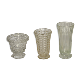 Trio de vases en verre années 60