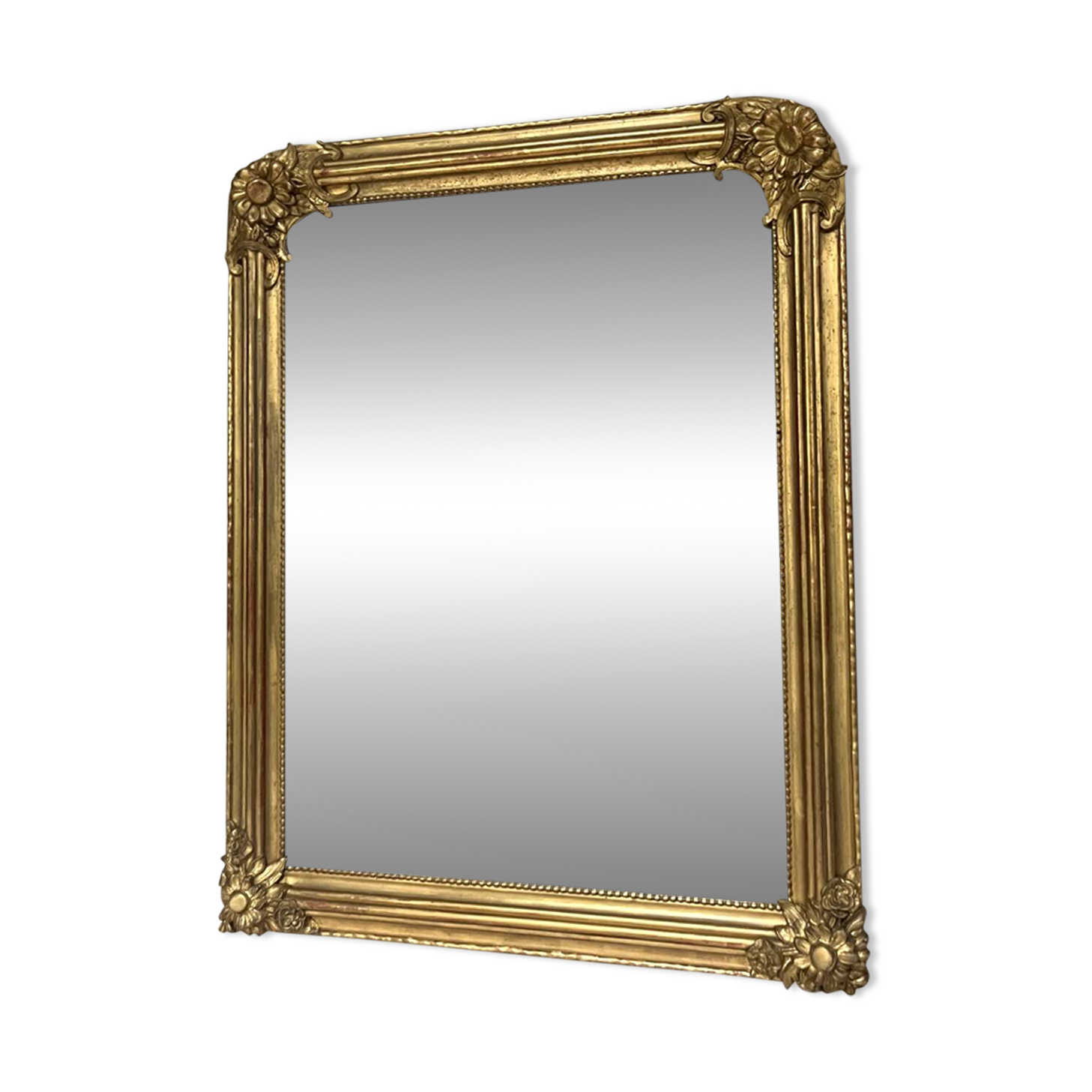 Louis-Philippe mirror gilded with gold leaf, mercury glass, 97.5cm