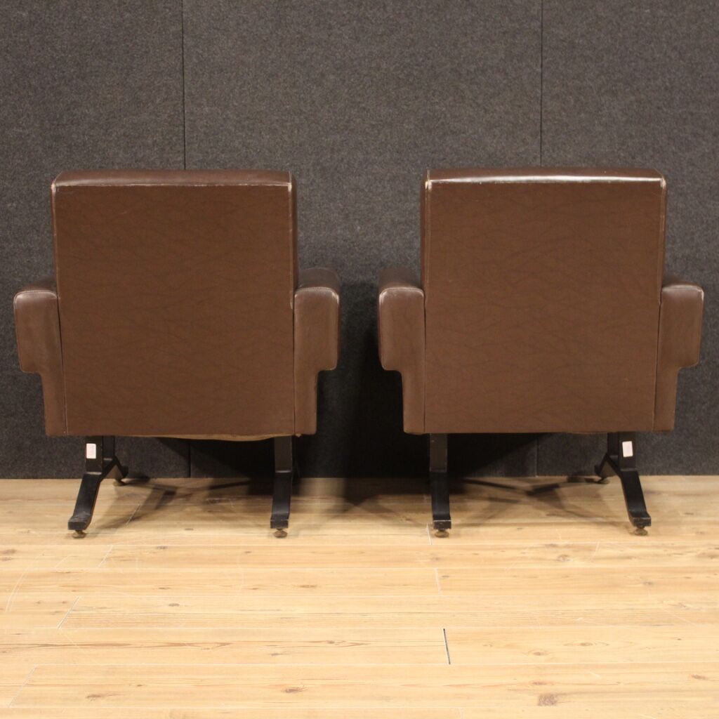 Pair of Italian design armchairs in skai