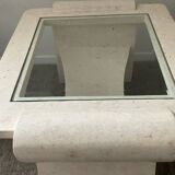 Vintage travertine and beveled glass coffee table