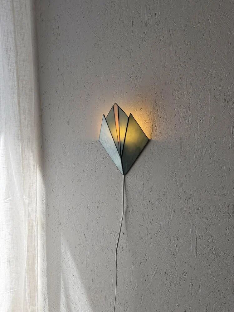 Vintage stained glass wall lamp 1970s