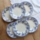 6 antique deep plates, blue and white Dresden porcelain