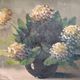 Vintage French oil painting of chrysanthemums, signed