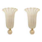 Paire d'appliques murales en verre de Murano avec inclusions de poussière d'or
