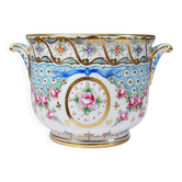 Old Limoges porcelain bowl/pot, hand-painted, M. Carpezat, 1900-1930
