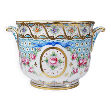Bol/pot ancien en porcelaine de Limoges peint main, M. Carpezat, 1900-1930