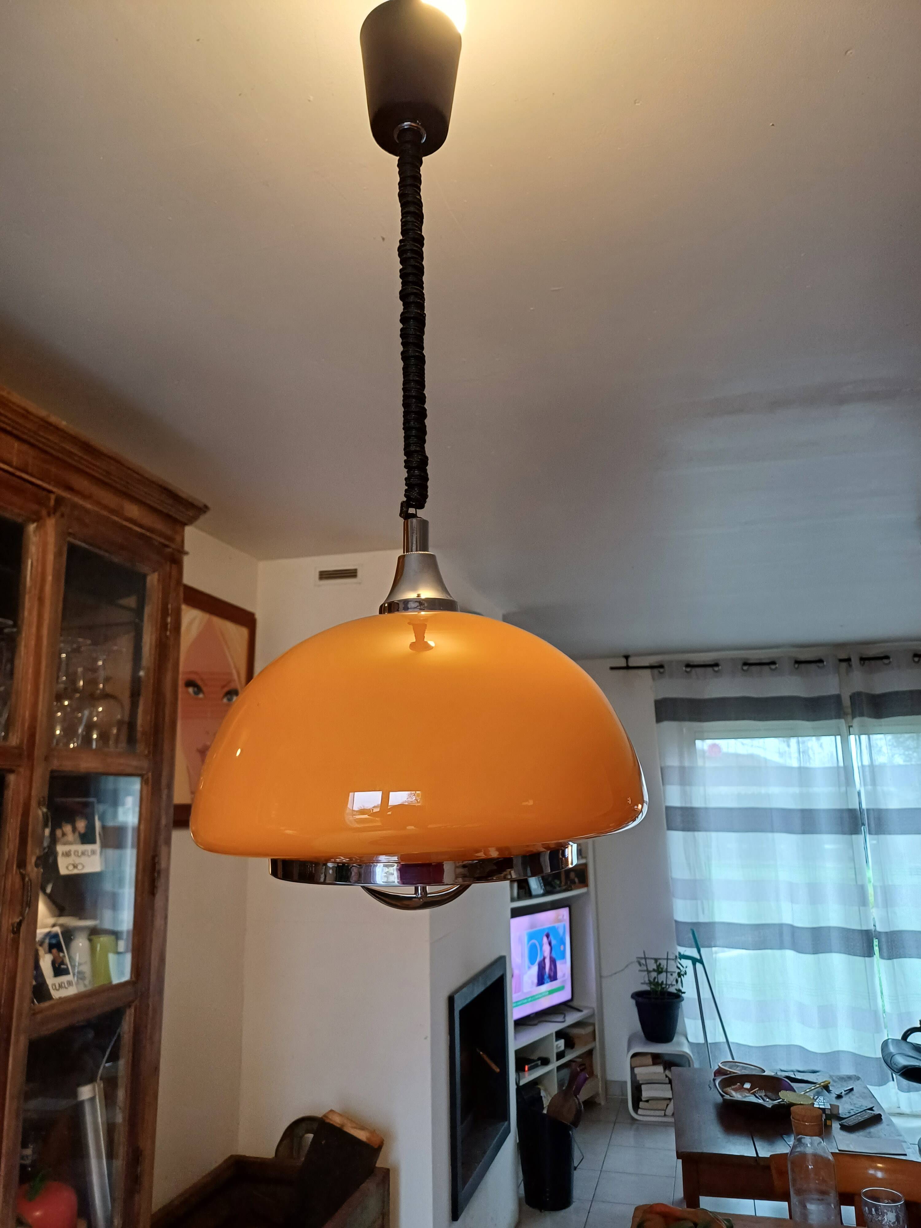 Vintage opaline orange pendant lamp “viro”