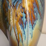 Vase en céramique émaillée, pièce unique, signé D. Prioton, col coquillage