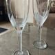 Set of two champagne glasses, crystal, Lalique France, angel model.