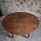 Table à abattants ancienne en chêne français, table à manger ronde, vers 1880–1920