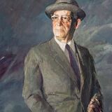 Ricardo ARENYS GALDON - Camilo José Cela - Portrait en pied sur un cheval.