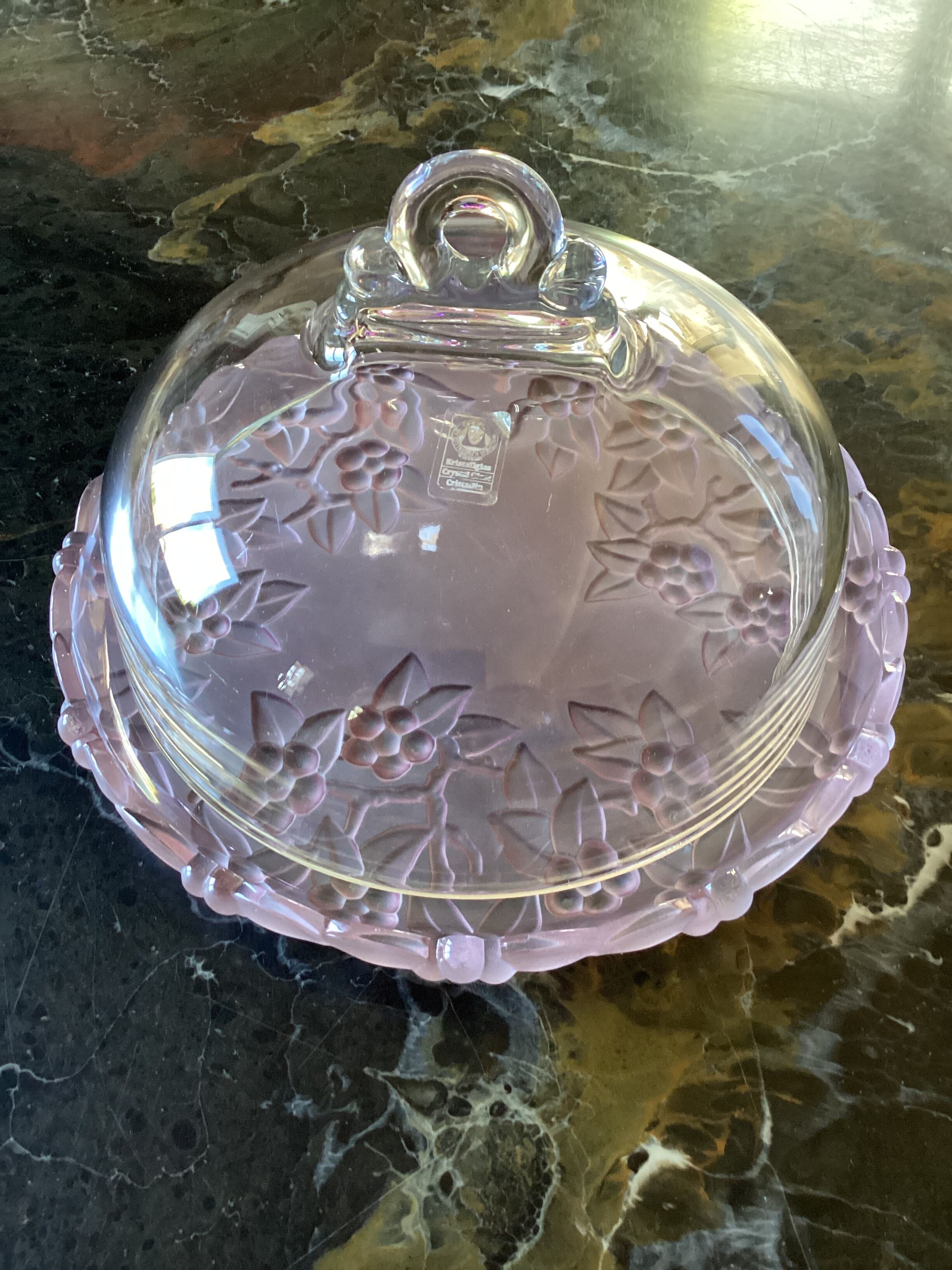 W.Germany crystal cheese cover on tray dimensions: height -15cm- diameter -22cm-