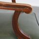 English-Style Office Chair in Cowhide Leather on Wheels Combined with Wood