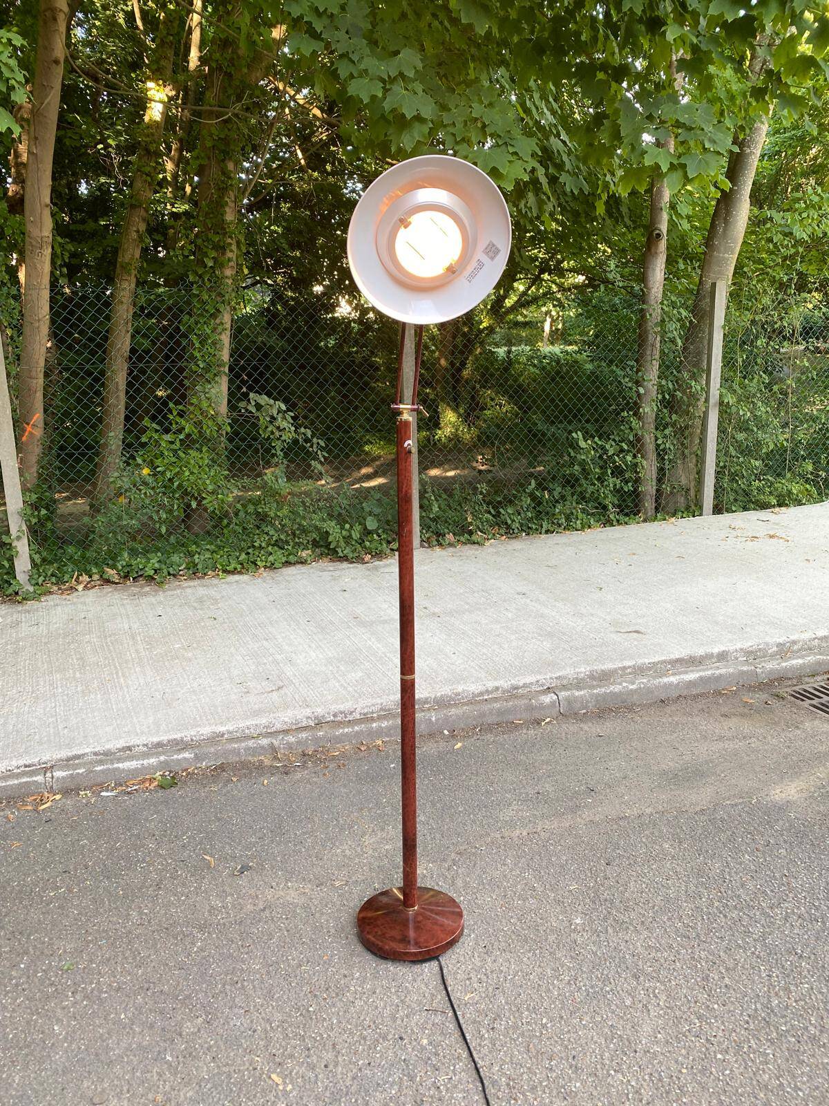 Vintage Italian floor lamp with burgundy marble effect and round dome