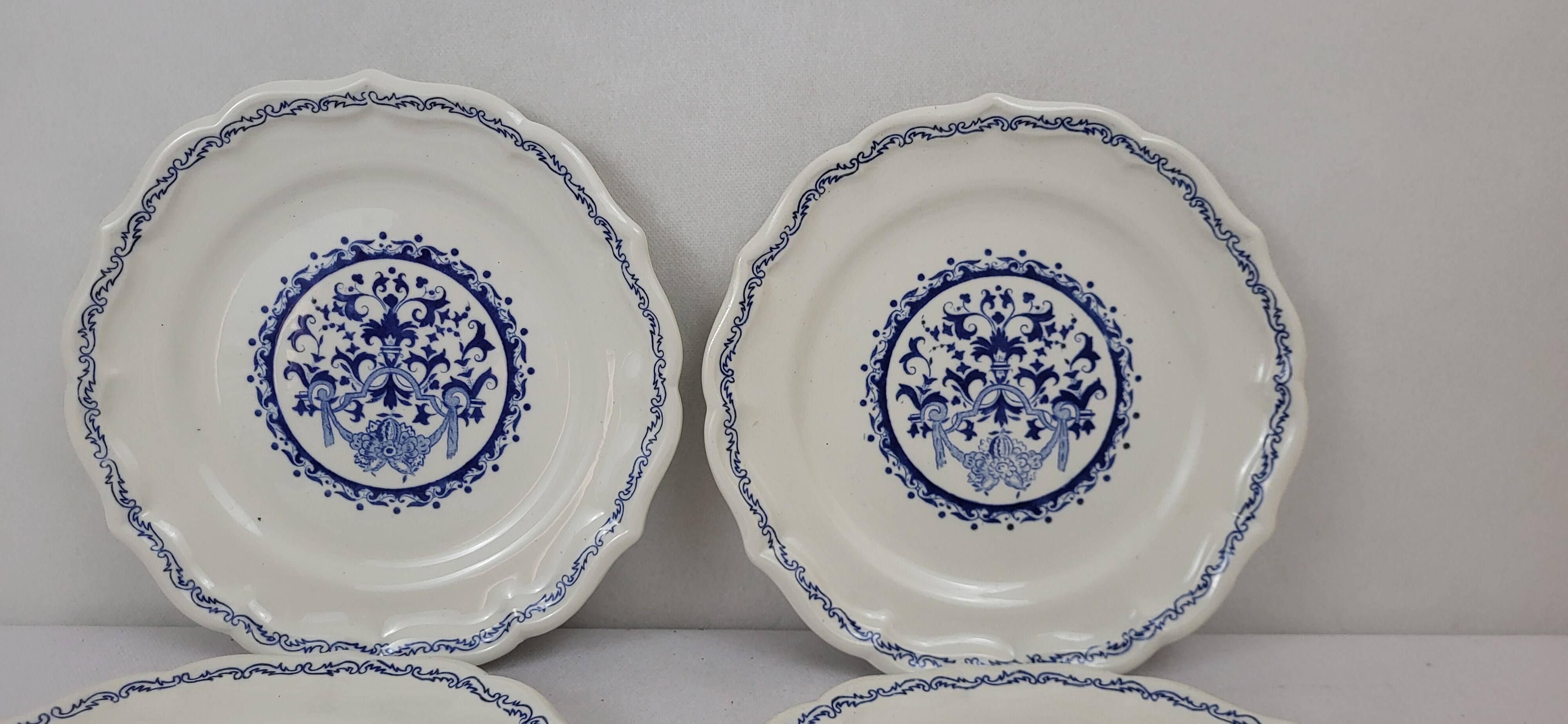 4 Gien earthenware dessert plates, Rouen model
